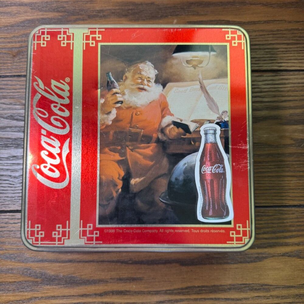 Coca-Cola Christmas Jigsaw Puzzle 500 Piece Vintage 1998 Santa Claus Metal Tin